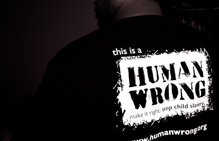 a shirt that says that human trafficking is human wrong